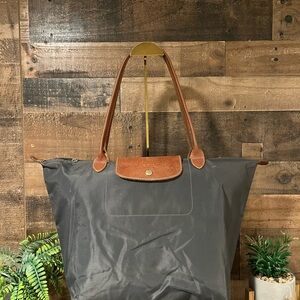 Longchamp Le Pliage Grey Tote Bag Gray Shopper Large Laptop Purse